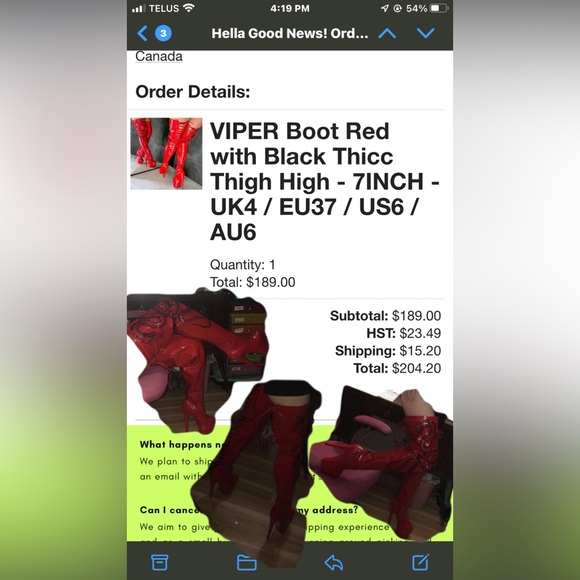 BRAND NEW thigh high pole dancing boots-THICC. Size 6. RED - Picture 2 of 3